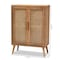 Baxton Studio Alina Oak Finished Wood and Rattan 2-Door Accent Storage Cabinet 162-10554 - alternate 2